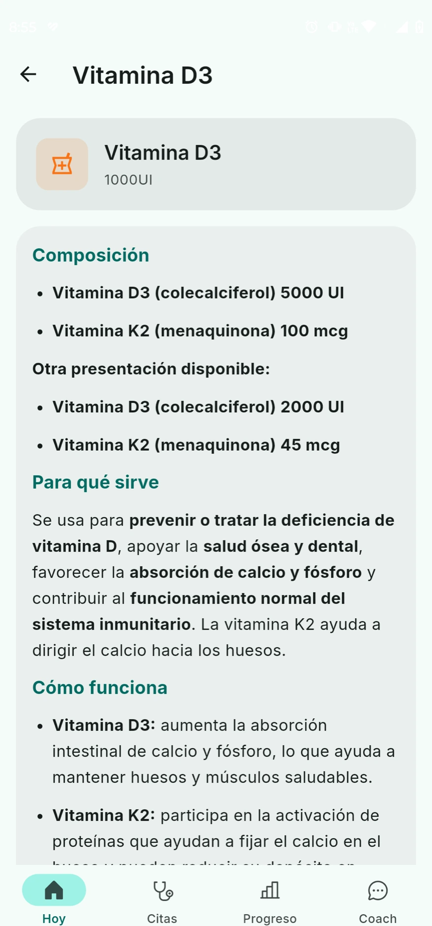 Ficha de la Vitamina D3 con composición, para qué sirve y cómo funciona
